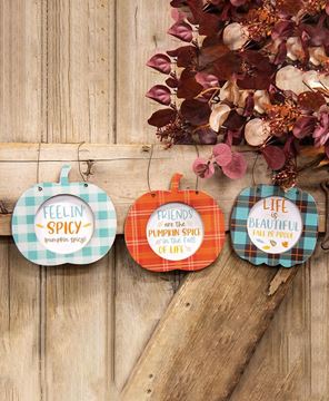 Picture of Fall Is Proof Plaid Pumpkin Hanger, 3/Set