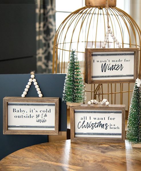 Picture of All I Want For Christmas Beaded Mini Pinstripe Sign, 3/Set