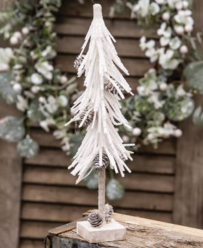 Picture of White Glittered Pinecone Tree 12”