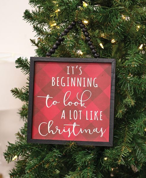 Picture of It's Beginning to Look a Lot Like Christmas Buffalo Check Beaded Sign
