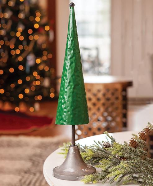 Picture of Distressed Green Metal Christmas Cone Tree - 15.5"H