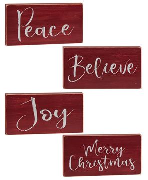 Picture of Holiday Script Red Word Block, 4/Set