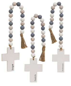 Picture of Hope, Blessed, Faith Beaded Cross Hanger, 3/Set