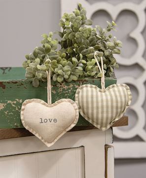 Picture of Love & Stripe Fabric Heart Ornament, 2/Set