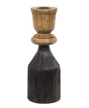 Picture of Black & Wood Taper Candle Holder, 8.25"