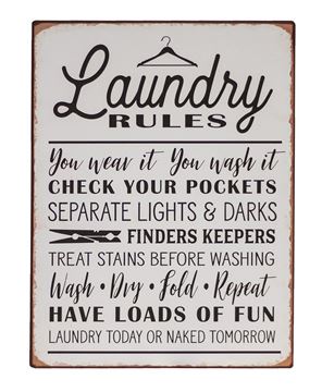 Picture of Laundry Rules Distressed Metal Sign