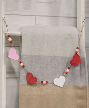 Picture of Beaded Wooden Hearts Mini Garland