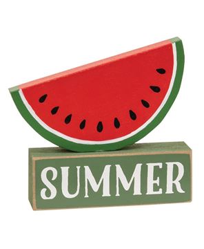 Picture of Watermelon on "Summer" Wooden Sitter