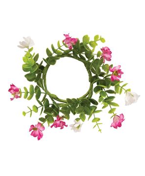 Picture of Pink & White Paper Flower Candle Ring, 3"