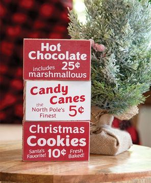 Picture of Candy Canes, Hot Chocolate or Cookies Block, 3/Set