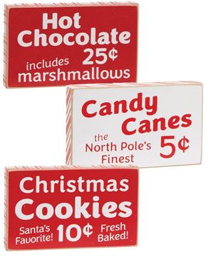Picture of Candy Canes, Hot Chocolate or Cookies Block, 3/Set