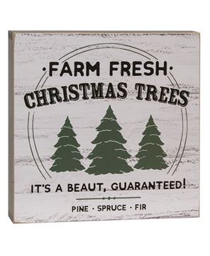 Picture of Barnwood Look Vintage Farm Fresh Christmas Trees Ad Box Sign