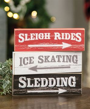 Picture of Distressed Wooden Sledding Block, 3/Set