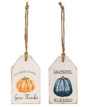 Picture of Thankful Pumpkin Wood Tag, 2/Set
