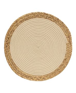 Picture of Woven Cotton & Hyacinth Round Mat, Natural