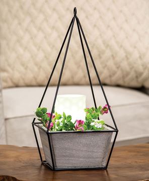 Picture of Wood Plant Holder w/Triangle Metal Frame