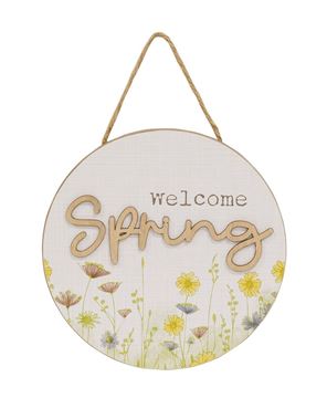 Picture of Welcome Spring Round Wildflowers Hanging Sign