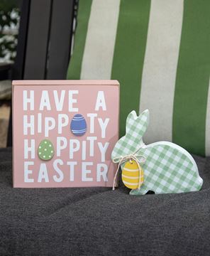 Picture of Hoppity Easter & Green Check Chunky Bunny Sitter, 2/Set