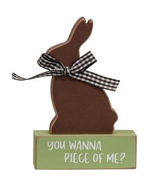 Picture of You Wanna Piece of Me Chocolate Bunny on Base