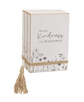 Picture of Spread Kindness Like Wildflowers Wooden Book Stack