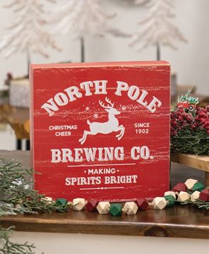 Picture of Barnwood Look Vintage North Pole Brewing Co. Ad Box Sign
