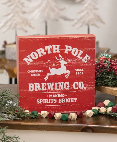 Picture of Barnwood Look Vintage North Pole Brewing Co. Ad Box Sign