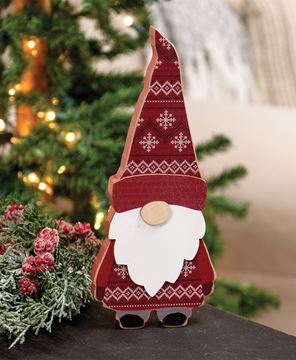 Picture of Layered Wooden Red Sweater Gnome Sitter