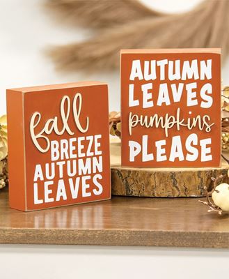 Picture of Autumn Leaves/Pumpkins Please Box Sign, 2/Set