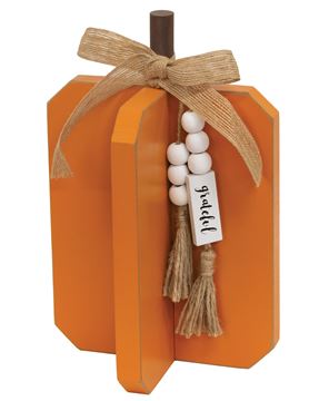 Picture of Medium Grateful Charm Orange Wooden Interlocking Pumpkin