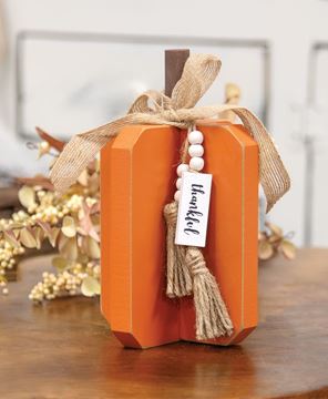 Picture of Small Thankful Charm Orange Wooden Interlocking Pumpkin
