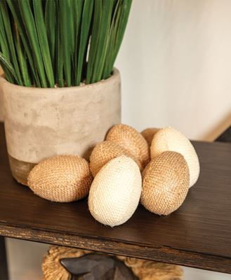 Picture of Natural & Ivory Burlap Eggs, 9/Set