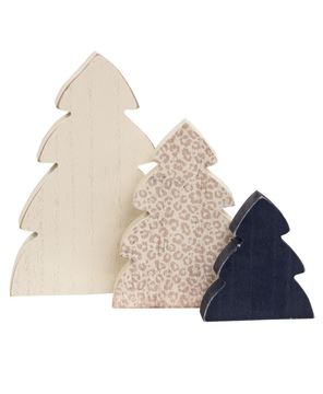 Picture of Blue, White & Fashion Print Chunky Christmas Trees, 3/Set