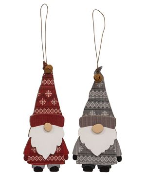 Picture of Layered Wooden Sweater Gnome Ornament, 2/Set