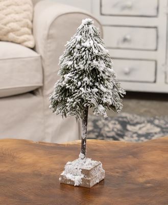 Picture of Heavy Snowy Weeping Pine Tree on Base, 12"