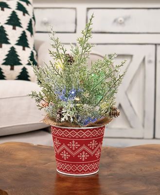 Picture of Red Nordic Snowflake Metal Bucket