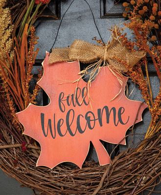 Picture of Fall Welcome Wooden Leaf Sign