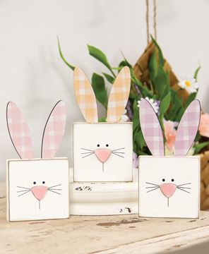 Picture of Plaid Ear Bunny Block Sitter, 3/Set