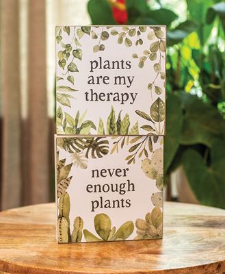 Picture of Plants Are My Therapy Box Sign, 2/Set