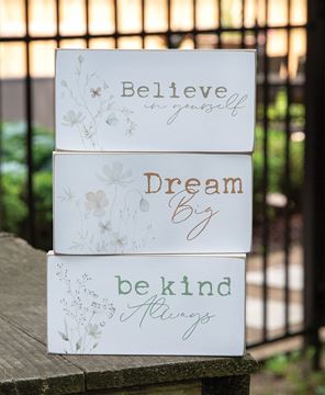 Picture of Dream, Believe, Be Kind Floral Block, 3/Set