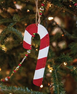 Picture of Glittered Wooden Candy Cane Ornament, 6.5"