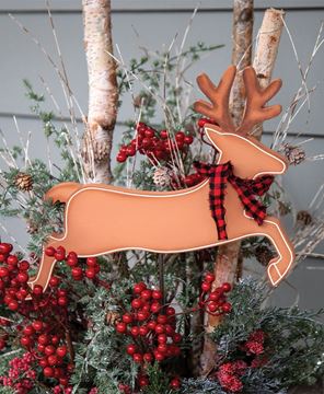 Picture of Reindeer w/Buffalo Check Scarf Accent/Planter Stake