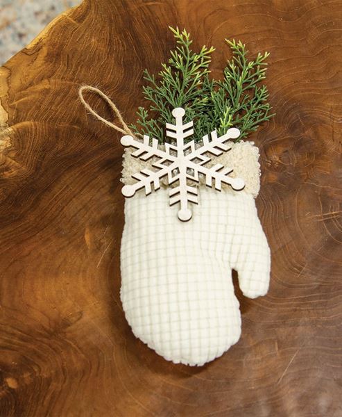 Picture of Waffle Weave Snowflake Mitten Hanger w/Greenery