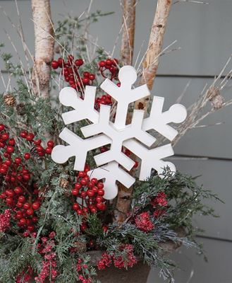 Picture of Glittered Layered Wooden Snowflake Accent/Planter Stake, 11"