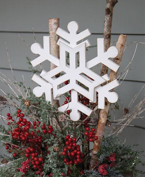 Picture of Glittered Layered Wooden Accent/Snowflake Planter Stake, 14"