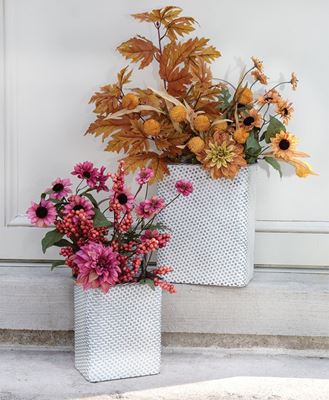 Picture of White Washed Basketweave Metal Rectangle Wall Baskets, 2/Set