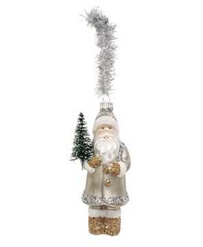 Picture of Vintage Silver and Gold Glass Santa Ornament