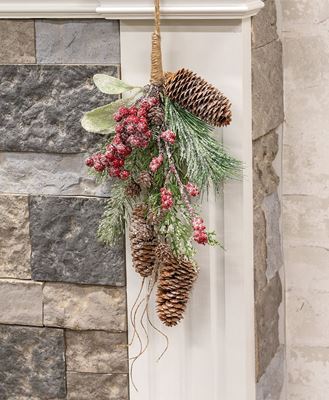 Picture of Glittered Hanging Pine & Berry Bough, 13"