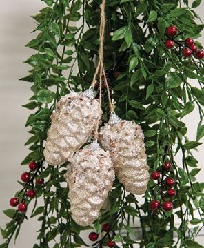 Picture of Champagne Glitter Hanging Pinecone Trio