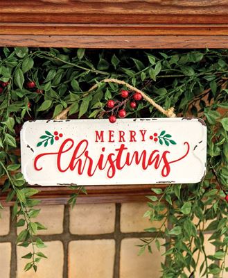 Picture of Distressed Metal "Merry Christmas" Street Sign Hanger