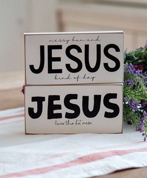 Picture of Jesus Kind of Day Block Sign, 2/Set